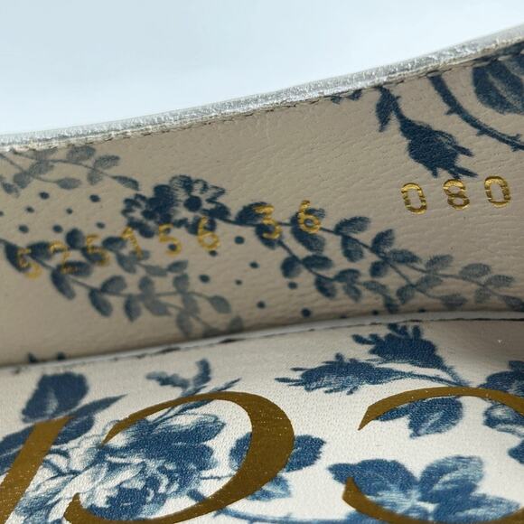 Gucci Sylvie Web Slingback Heels White Leather Glitter EU 36 - Picture 5 of 13